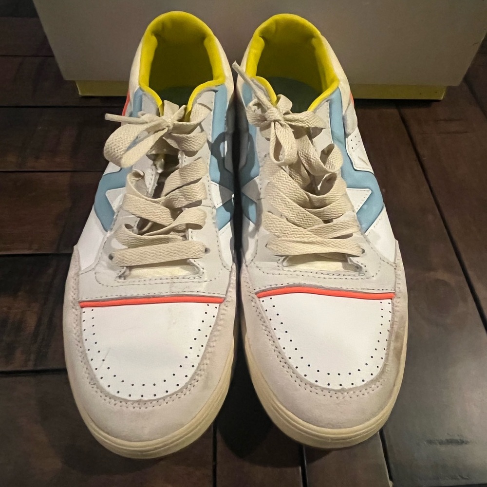 Vans White and Blue Men's Sneakers with Yellow Accents